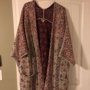 Lucky Brand Diamond Pattern Short Sleeve Cardigan
